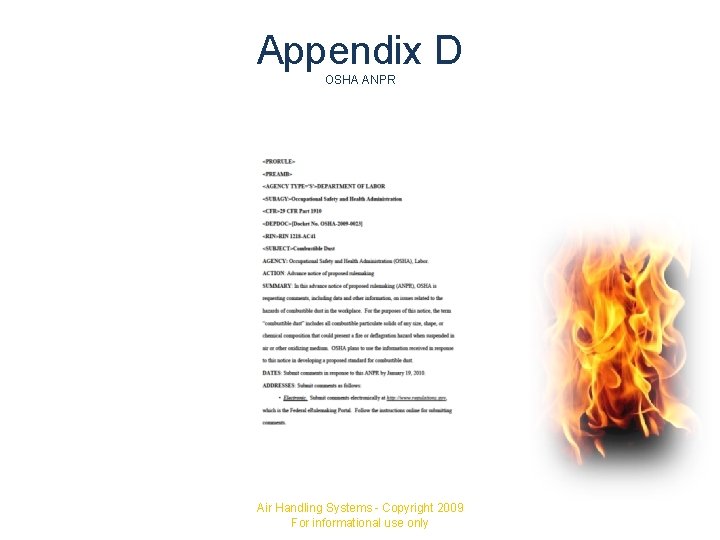 Appendix D OSHA ANPR Air Handling Systems - Copyright 2009 For informational use only
