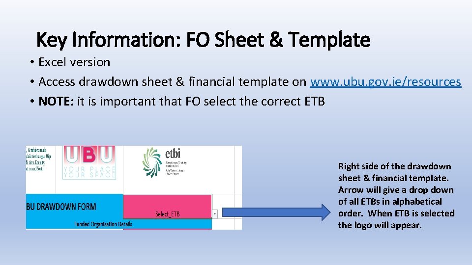 Key Information: FO Sheet & Template • Excel version • Access drawdown sheet &