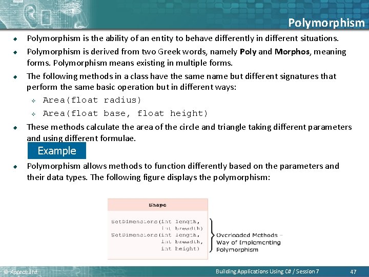 Polymorphism u u Polymorphism is the ability of an entity to behave differently in Polymorphism u u Polymorphism is the ability of an entity to behave differently in