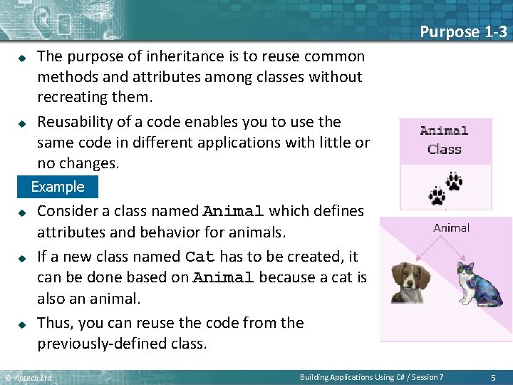 Purpose 1 -3 u u The purpose of inheritance is to reuse common methods Purpose 1 -3 u u The purpose of inheritance is to reuse common methods