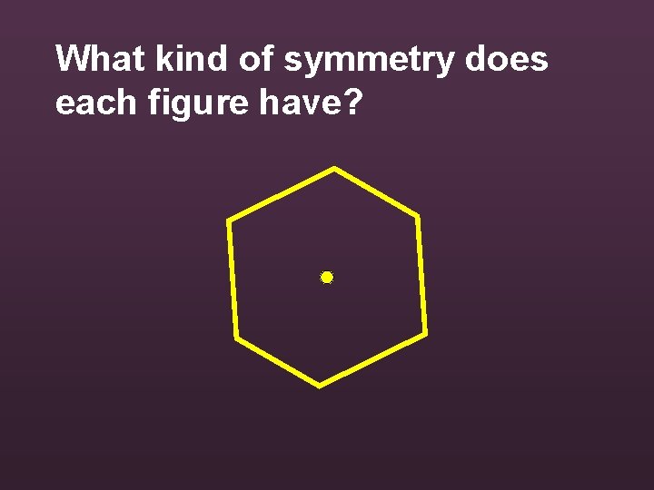 What kind of symmetry does each figure have? 