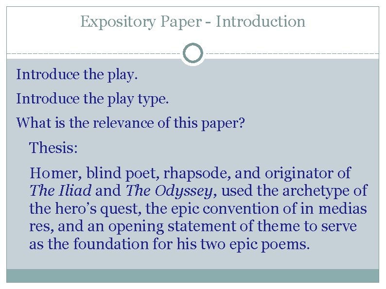 Expository Paper - Introduction Introduce the play type. What is the relevance of this
