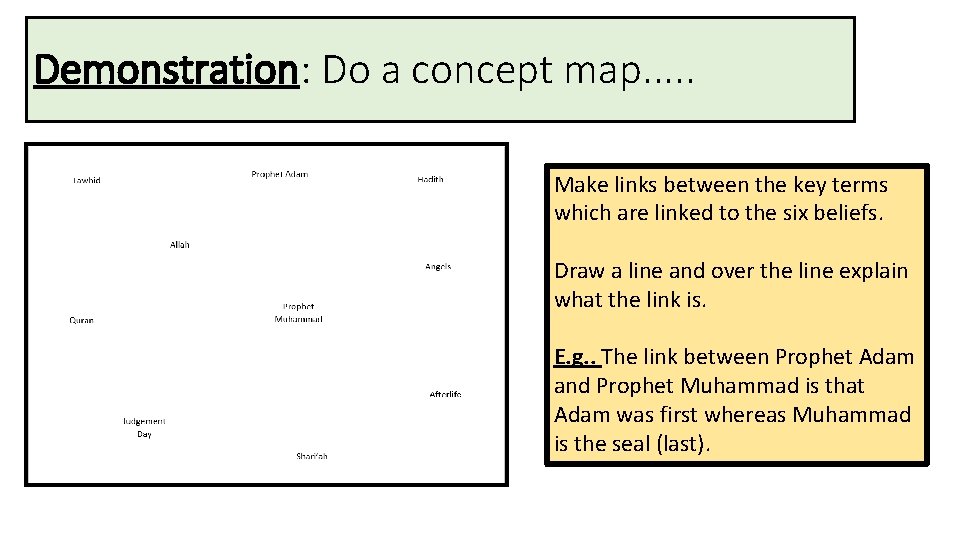 Demonstration: Do a concept map. . . Make links between the key terms which