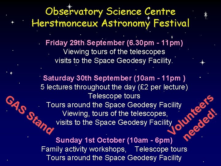 Observatory Science Centre Herstmonceux Astronomy Festival Friday 29 th September (6. 30 pm -