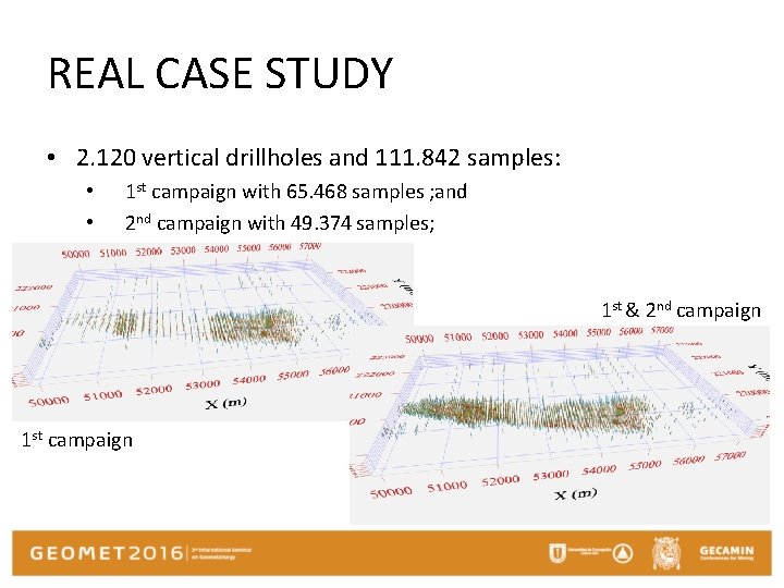 REAL CASE STUDY • 2. 120 vertical drillholes and 111. 842 samples: • •