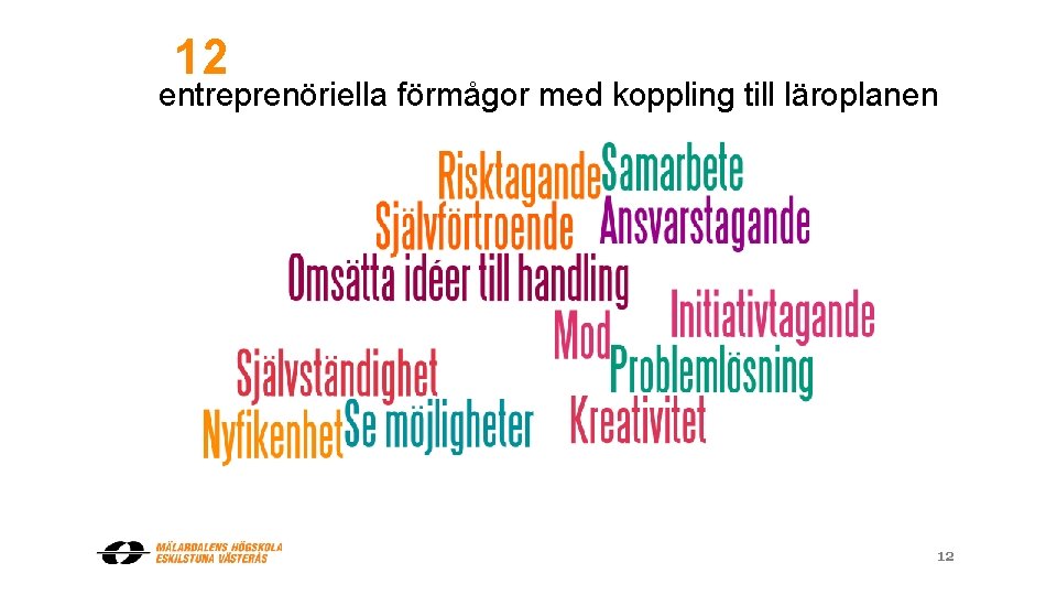 12 entreprenöriella förmågor med koppling till läroplanen 12 