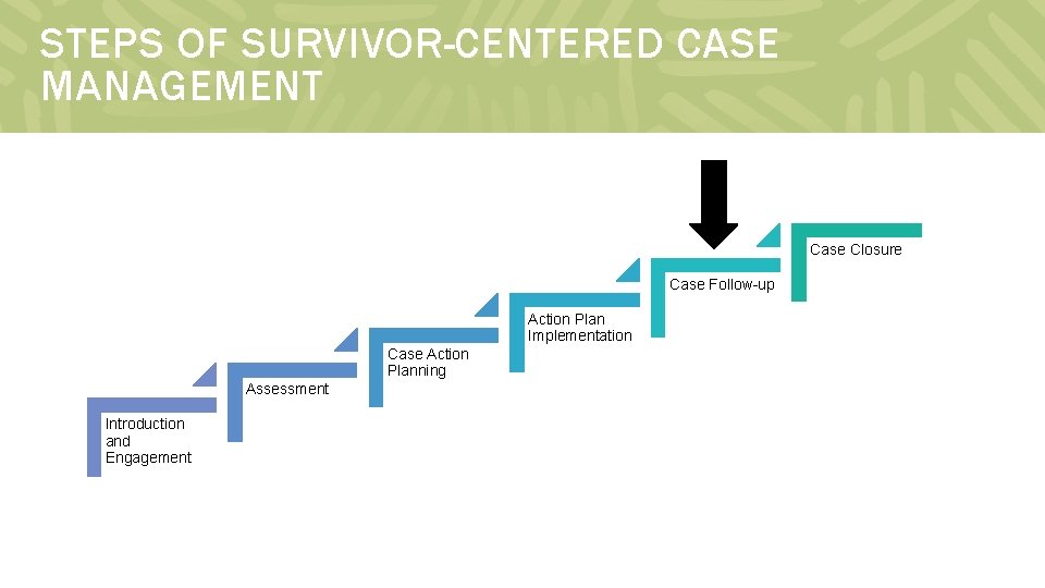 STEPS OF SURVIVOR-CENTERED CASE MANAGEMENT Case Closure Case Follow-up Action Plan Implementation Case Action