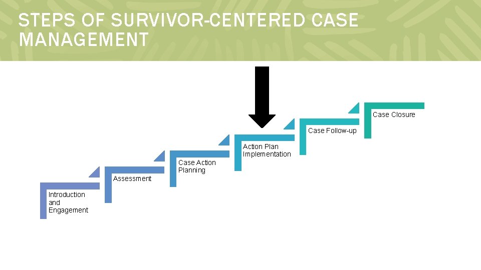 STEPS OF SURVIVOR-CENTERED CASE MANAGEMENT Case Closure Case Follow-up Action Plan Implementation Case Action