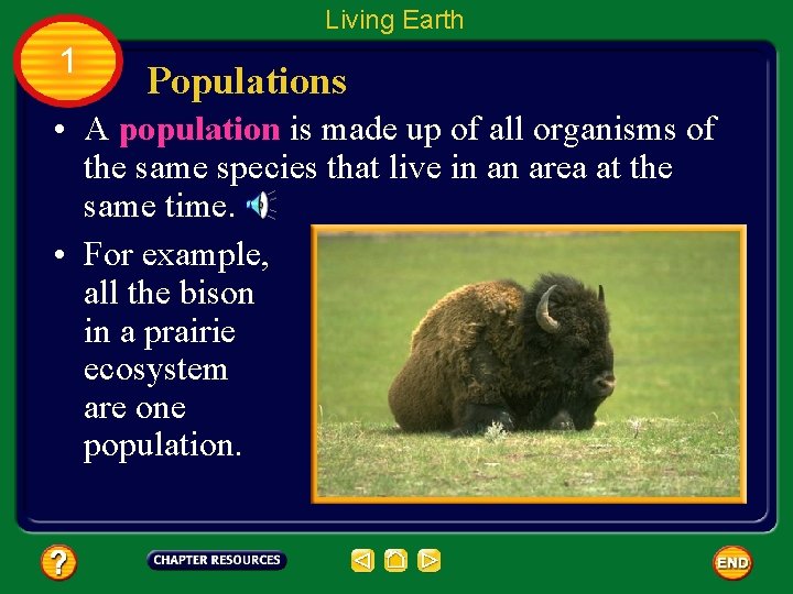 Living Earth 1 Populations • A population is made up of all organisms of