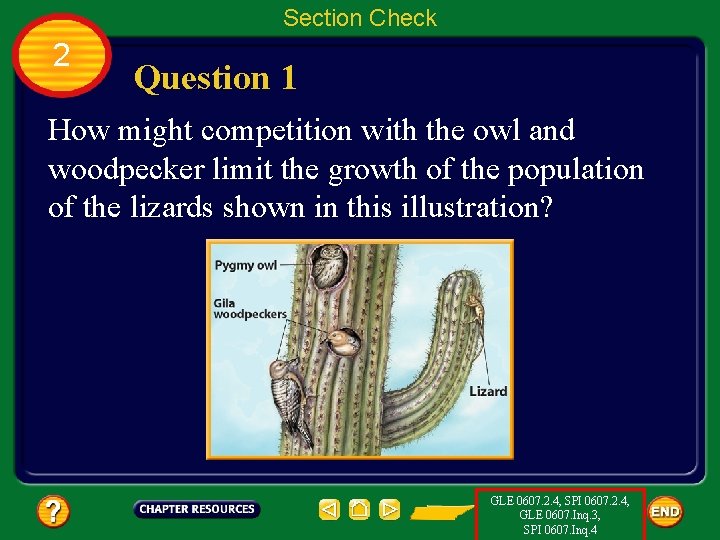 Section Check 2 Question 1 How might competition with the owl and woodpecker limit