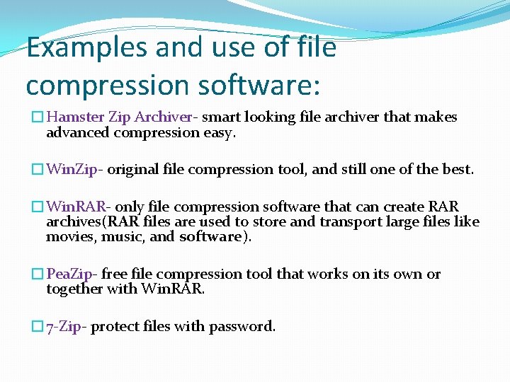 Examples and use of file compression software: �Hamster Zip Archiver- smart looking file archiver Examples and use of file compression software: �Hamster Zip Archiver- smart looking file archiver