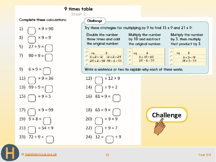 Challenge © hamilton-trust. org. uk 18 Year 3/4 