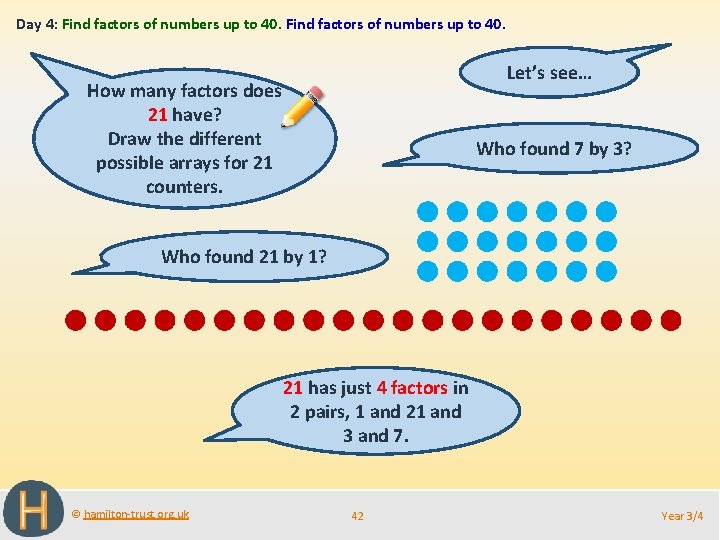 Day 4: Find factors of numbers up to 40. Let’s see… How many factors