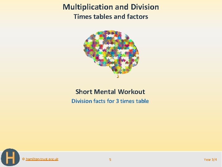 Multiplication and Division Times tables and factors Short Mental Workout Division facts for 3