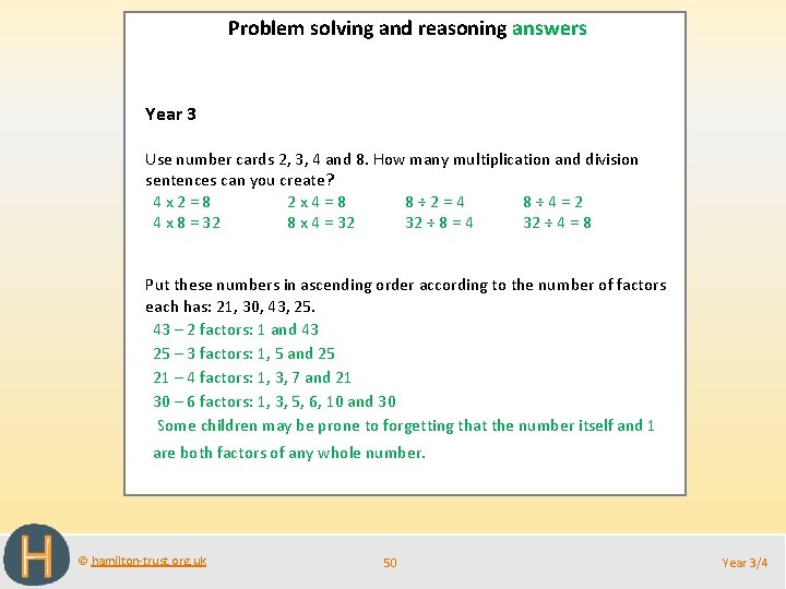Problem solving and reasoning answers Year 3 Use number cards 2, 3, 4 and