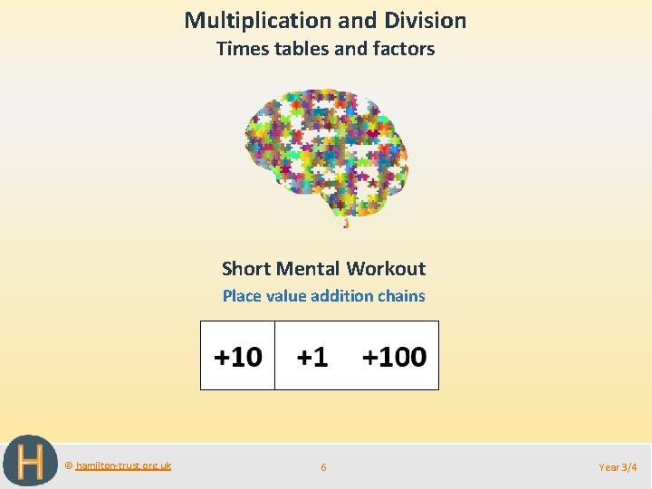 Multiplication and Division Times tables and factors Short Mental Workout Place value addition chains
