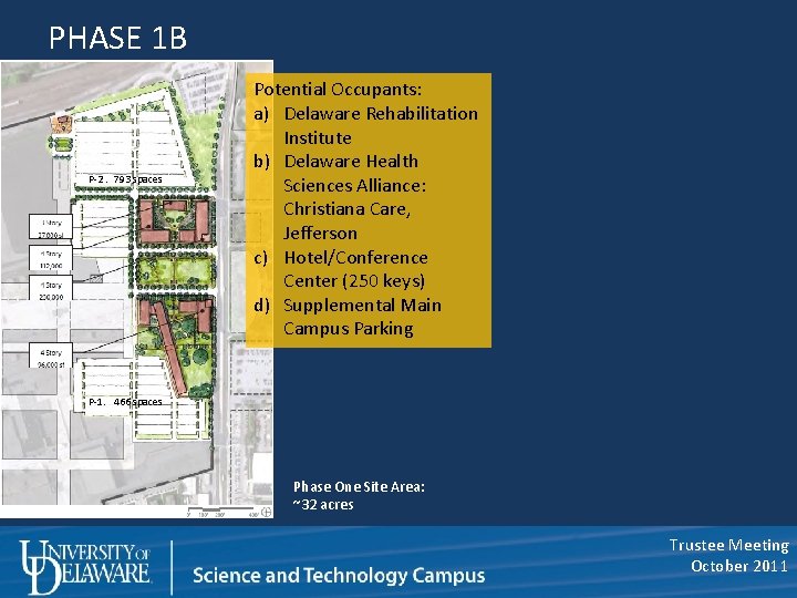 PHASE 1 B P-2. 793 spaces Potential Occupants: a) Delaware Rehabilitation Institute b) Delaware