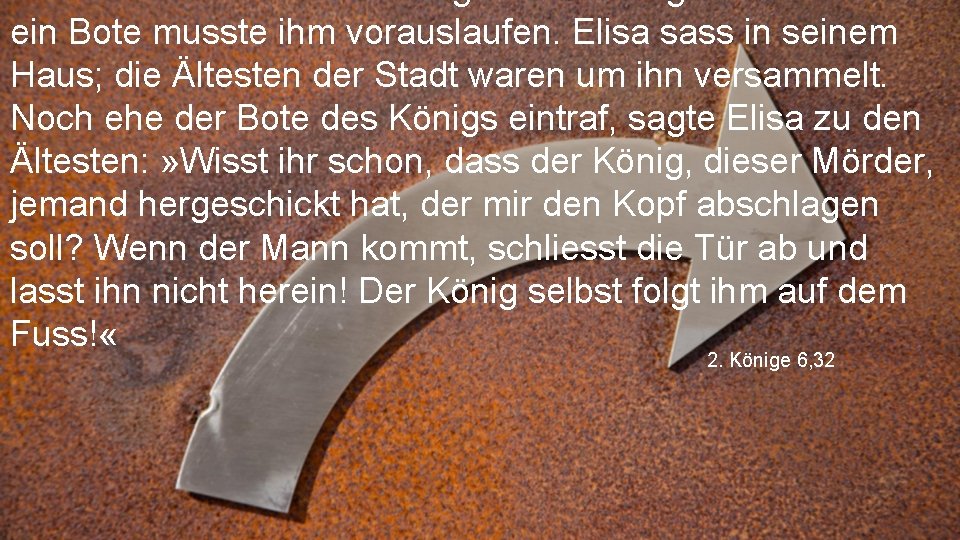 Sofort machte sich der König auf den Weg zu Elisa und ein Bote musste