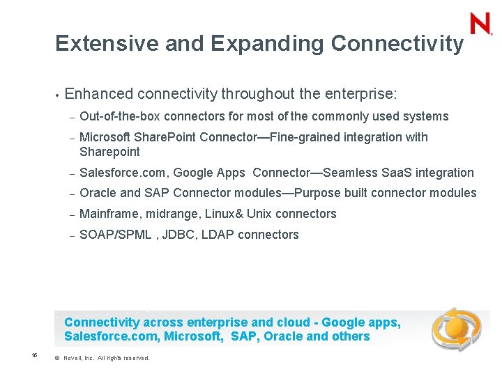 Extensive and Expanding Connectivity • Enhanced connectivity throughout the enterprise: – Out-of-the-box connectors for