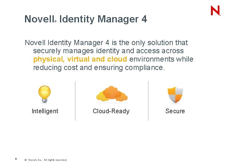 Novell Identity Manager 4 ® Novell Identity Manager 4 is the only solution that