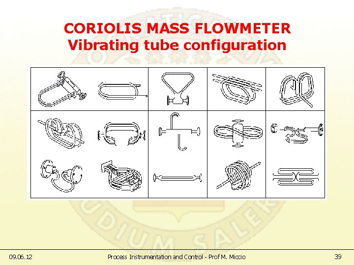 CORIOLIS MASS FLOWMETER Vibrating tube configuration 09. 06. 12 Process Instrumentation and Control -