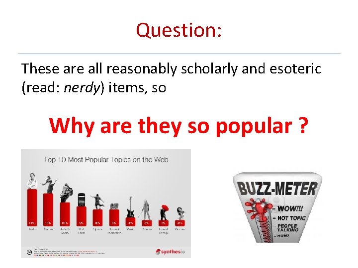 Question: These are all reasonably scholarly and esoteric (read: nerdy) items, so Why are