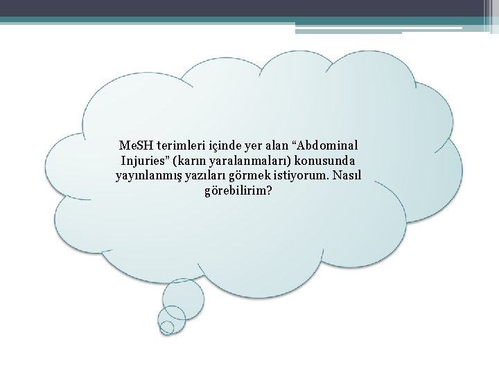 Me. SH terimleri içinde yer alan “Abdominal Injuries” (karın yaralanmaları) konusunda yayınlanmış yazıları görmek