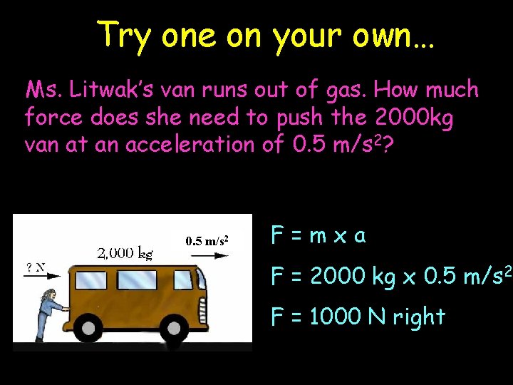 Try one on your own… Ms. Litwak’s van runs out of gas. How much