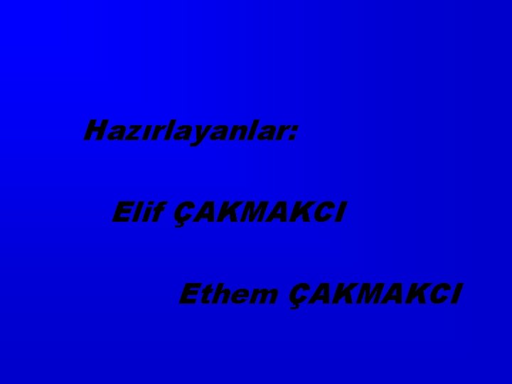 Hazırlayanlar: Elif ÇAKMAKCI Ethem ÇAKMAKCI 