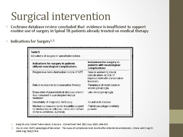 Surgical intervention • Cochrane database review concluded that evidence is insufficient to support routine