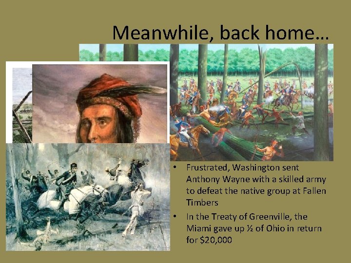 Meanwhile, back home… • Native American lands were being taken over by whites in
