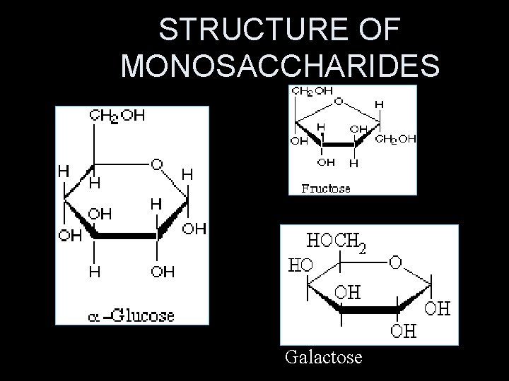 STRUCTURE OF MONOSACCHARIDES H H Galactose 