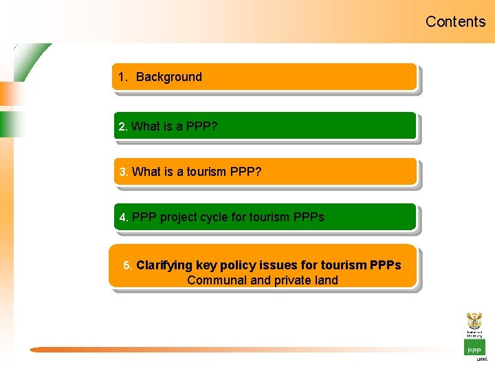 Contents 1. Background 2. What is a PPP? 3. What is a tourism PPP?