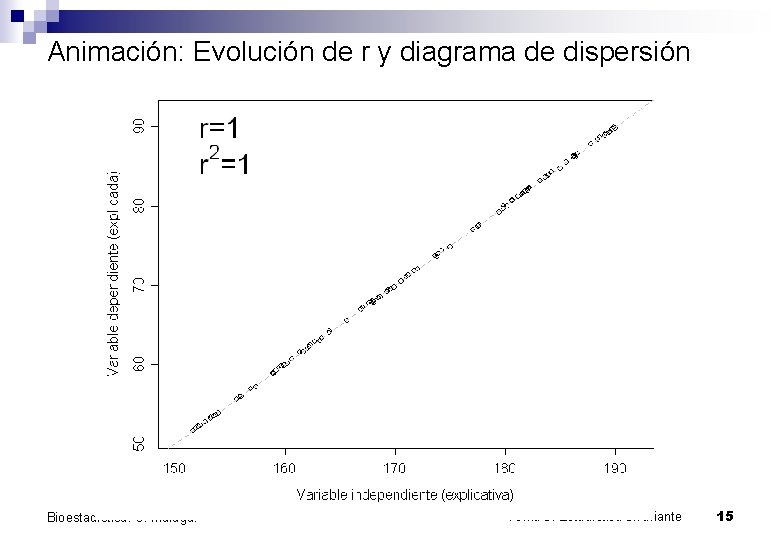 Animación: Evolución de r y diagrama de dispersión Bioestadística. U. Málaga. Tema 3: Estadística