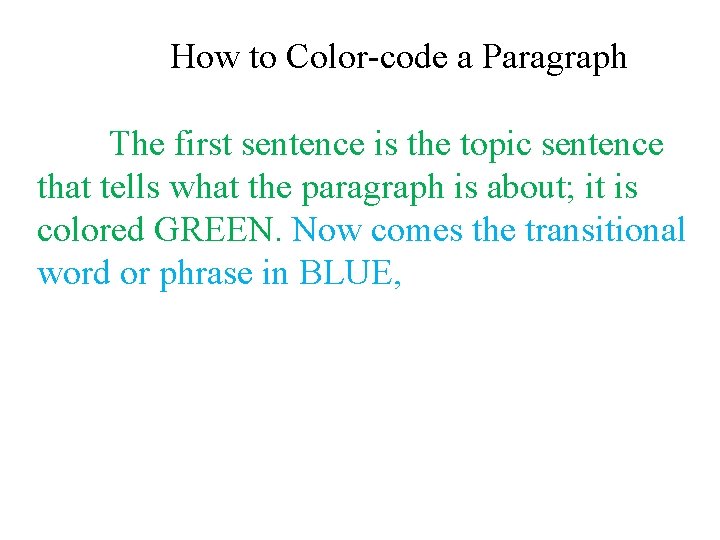 How to Color-code a Paragraph The first sentence is the topic sentence that tells