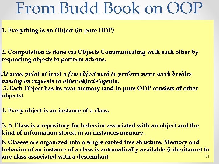 From Budd Book on OOP 1. Everything is an Object (in pure OOP) 2.