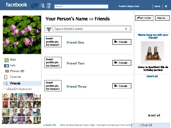 facebook Search Person’s Name Here Your Person’s Name Friends Type a friend’s name Wall