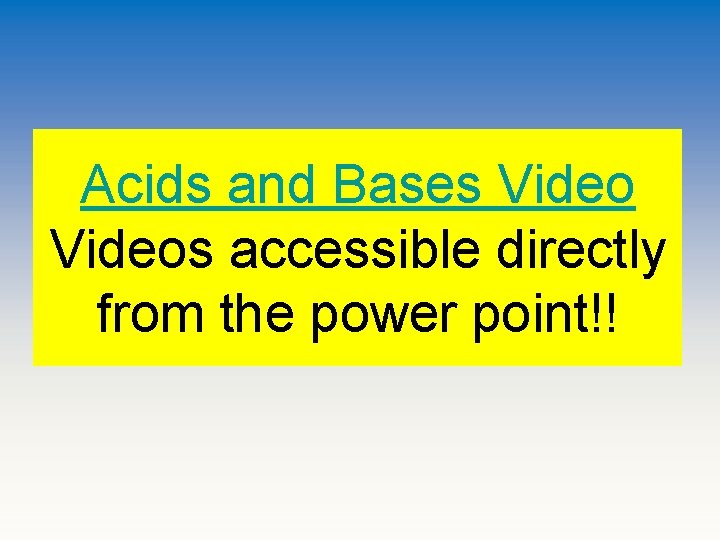 Acids and Bases Videos accessible directly from the power point!! 