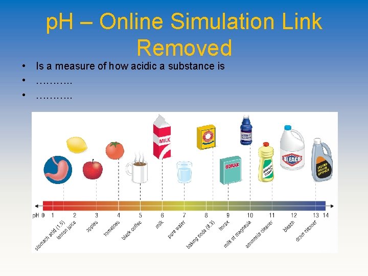 p. H – Online Simulation Link Removed • Is a measure of how acidic