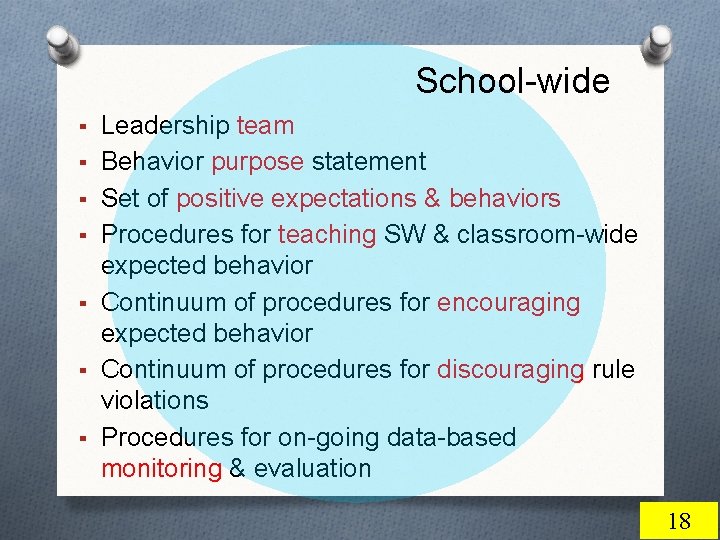 School-wide ▪ Leadership team ▪ Behavior purpose statement ▪ Set of positive expectations &