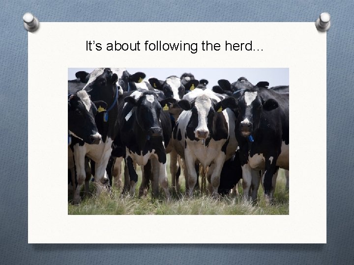 It’s about following the herd… 