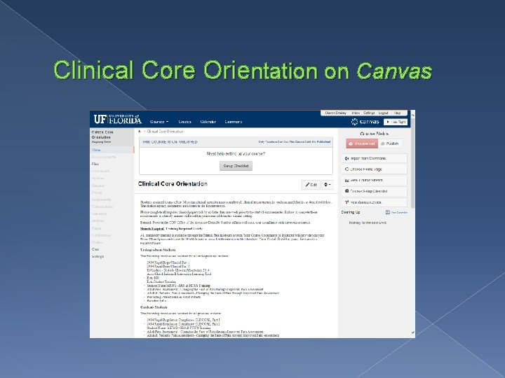 Clinical Core Orientation on Canvas 