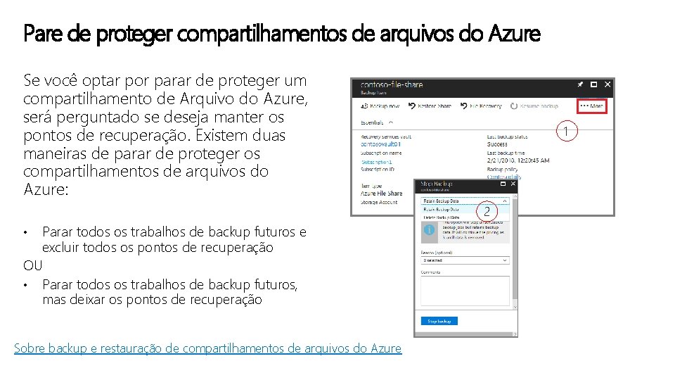 Pare de proteger compartilhamentos de arquivos do Azure Se você optar por parar de