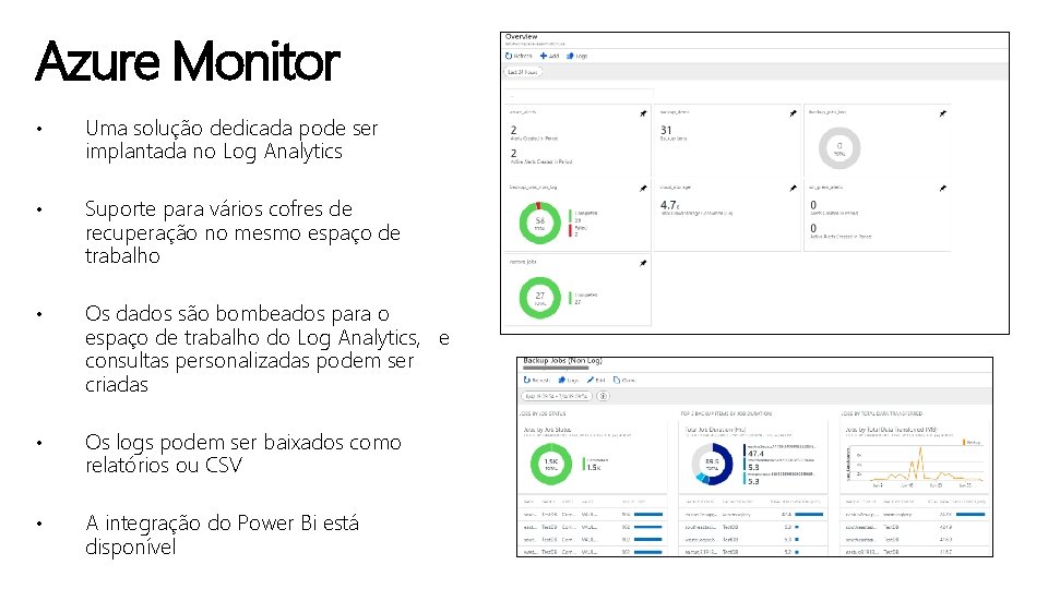 Azure Monitor • Uma solução dedicada pode ser implantada no Log Analytics • Suporte