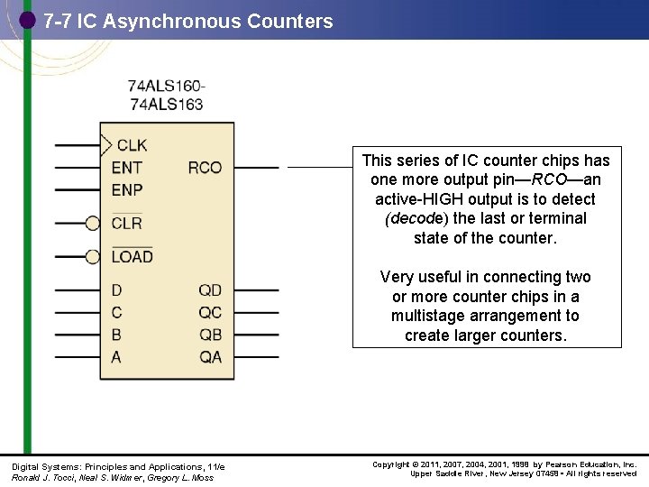7 -7 IC Asynchronous Counters This series of IC counter chips has one more