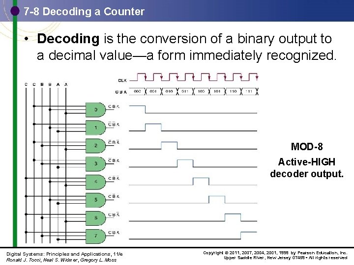 7 -8 Decoding a Counter • Decoding is the conversion of a binary output