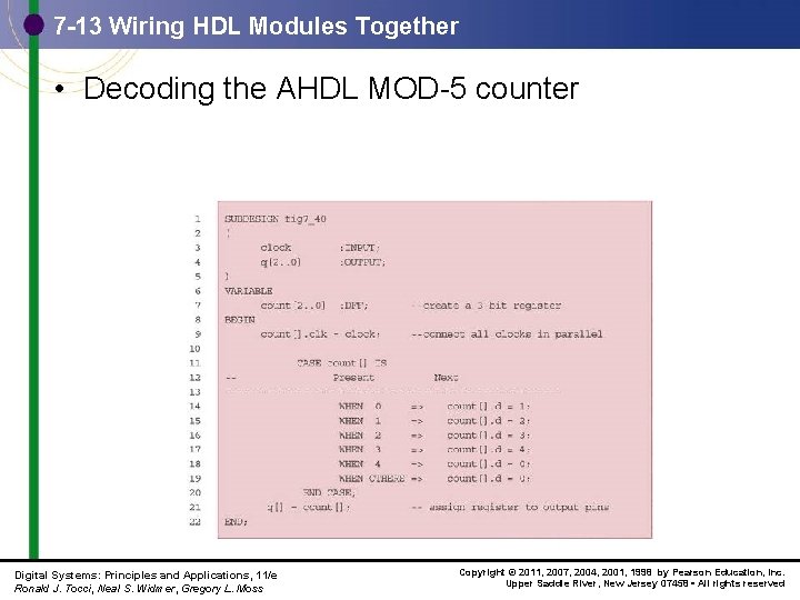 7 -13 Wiring HDL Modules Together • Decoding the AHDL MOD-5 counter Digital Systems: