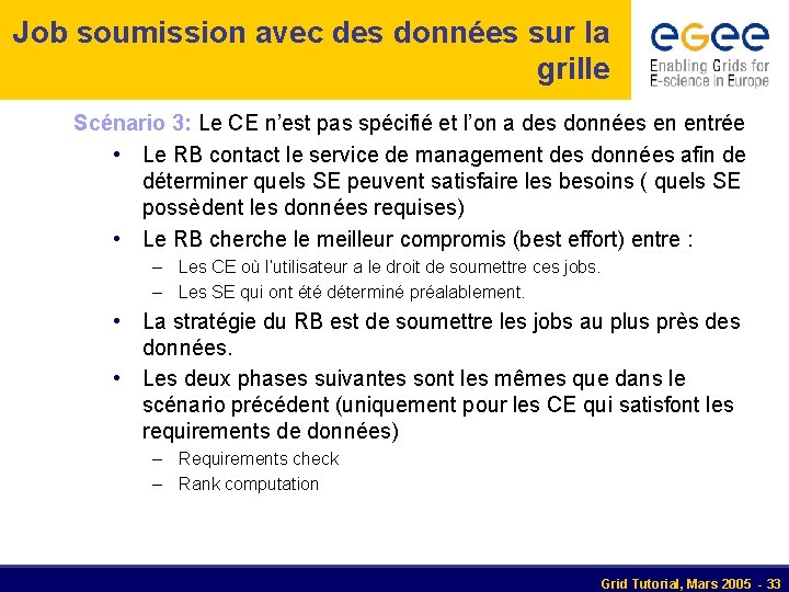 Job soumission avec des données sur la grille Scénario 3: Le CE n’est pas