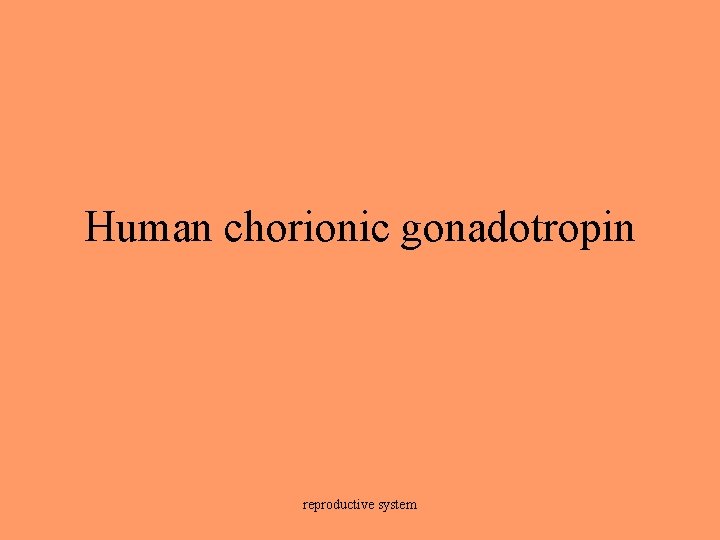 Human chorionic gonadotropin reproductive system 