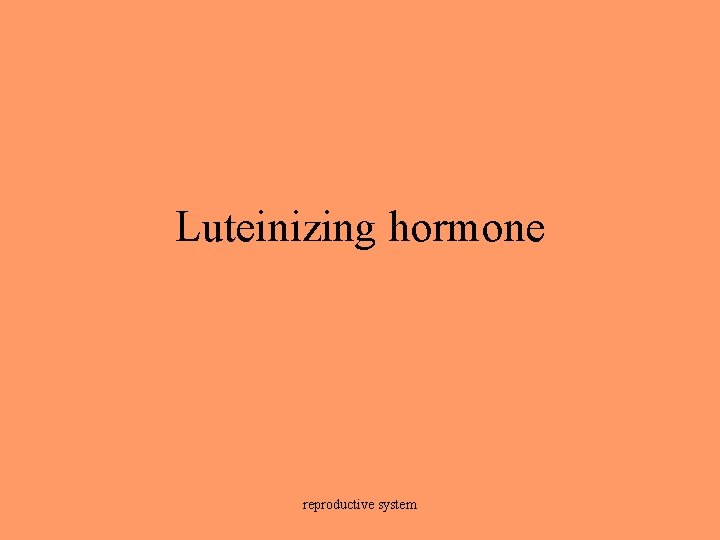 Luteinizing hormone reproductive system 